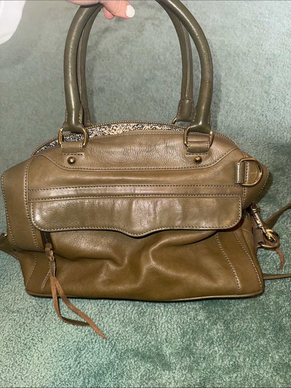 Rebecca Minkoff Olive Green Leather Satchel Handbag